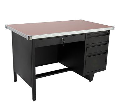 Escritorio secretarial metálico con 4 gavetas