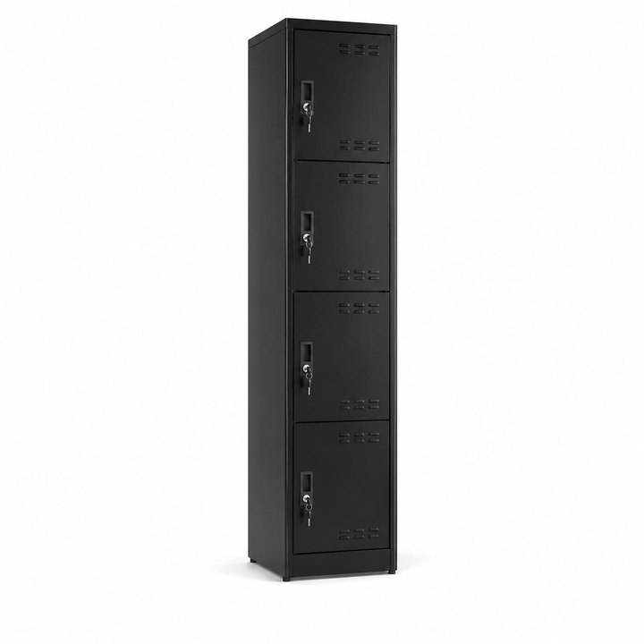 Locker metálico angosto de 4 puertas con llave y tirador
