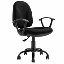 Silla secretarial tapizada con brazos y base cromada